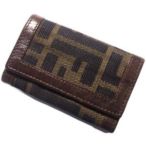 Vintage Fendi Brown Leather Zucca Key Case – 6-Hook Designer Holder - Luxury #02